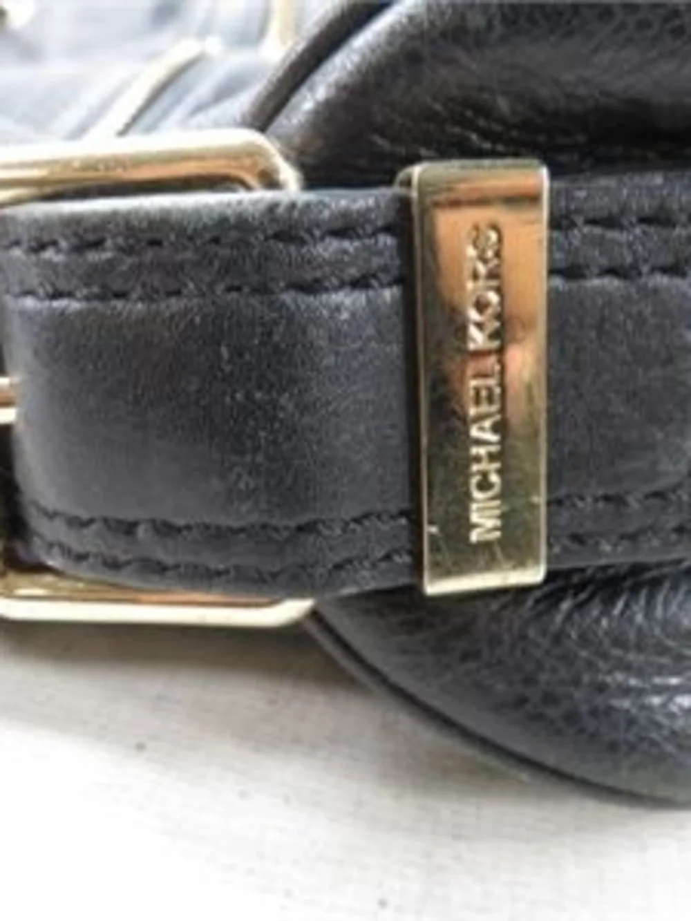 Michael Kors Black Leather Shoulder Bag with Gold Hardware